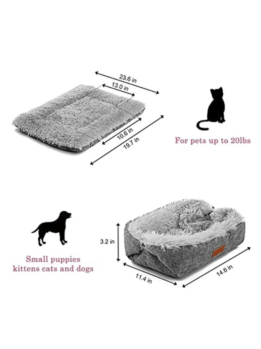 Self Heating Cat Bed Warm Plush Pet Mat Small Dog Cushion Foldable Cozy